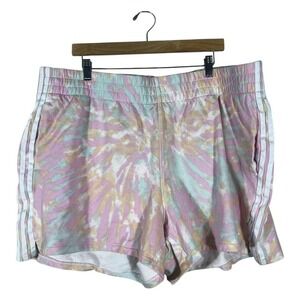 Adidas Originals Tie Dye French Terry Shorts Pink Pastel 3-Stripe Plus Size 3X